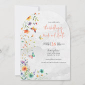 Invitation Mariage papillon floral aquarelle coloré (Devant)