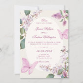 Invitation Mariage papillon floral lilas (Devant)