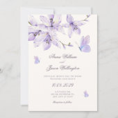 Invitation Mariage papillon floral violet (Devant)