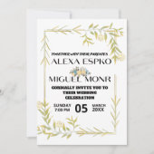 Invitation Mariage papillon jaune floral party (Devant)