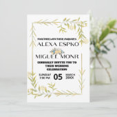 Invitation Mariage papillon jaune floral party (Debout devant)