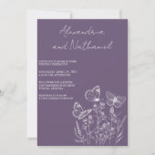 Invitation Mariage Papillon Moderne Améthyste Violet & Blanc  (Devant)