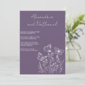 Invitation Mariage Papillon Moderne Améthyste Violet & Blanc  (Debout devant)