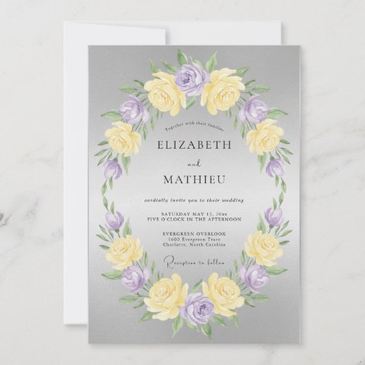 Invitation Mariage Papillon Pâle Lilas Beurre (Devant)