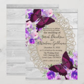 Invitation Mariage Papillon Papillons en Dentelle de Bois Bla (Devant / Derrière)