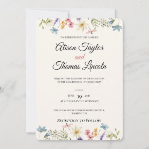 Invitation Mariage Papillon Prairie Fleurie Fantaisiste