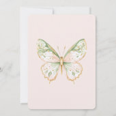 Invitation Mariage Papillon Rose Pâle Vert Menthe Or (Dos)