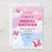 Invitation Mariage papillon rose violet scintillant (Devant)