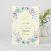 Invitation Mariage papillon sarcelle lilas beurré (Debout devant)