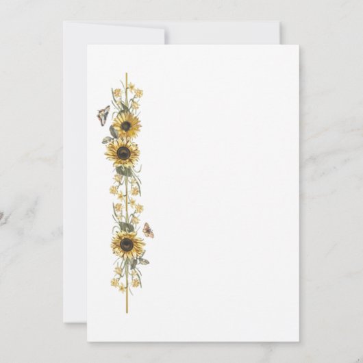 Invitation Mariage papillon tournesol rustique et élégant (Dos)