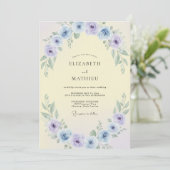 Invitation Mariage Papillon Violet Ranunculus Eucalyptus (Debout devant)