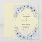 Invitation Mariage Papillon Violet Ranunculus Eucalyptus (Devant / Derrière)
