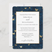 Invitation Mariage Papillons Bleu Or (Devant)