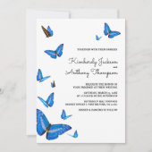 Invitation Mariage Papillons Bleus Magnifiques (Devant)