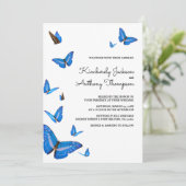 Invitation Mariage Papillons Bleus Magnifiques (Debout devant)