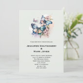 Invitation Mariage Papillons et Fleurs Magnifiques (Debout devant)