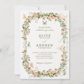 Invitation Mariage papillons floraux (Devant)