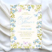 Invitation Mariage papillons floraux bleus
