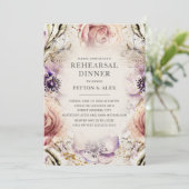 Invitation Mariage papillons floraux rose blush violet crème (Debout devant)