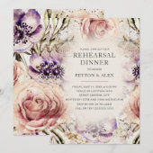 Invitation Mariage papillons floraux rose blush violet crème (Devant / Derrière)