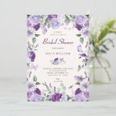 Invitation Mariage papillons floraux violets (Debout devant)