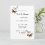 Invitation Mariage Papillons Marron Blanc (Debout devant)