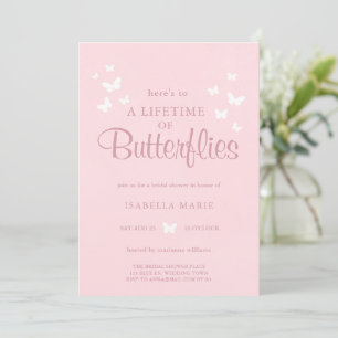 Invitation Mariage Papillons Rose Moderne à Vieillissement Im