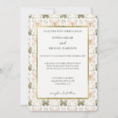 Invitation Mariage Papillons Vert Rose (Devant)