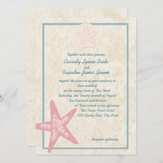 Invitation Mariage Par La Mer (Devant / Derrière)