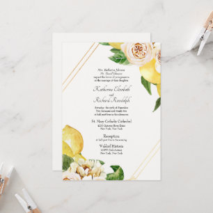 Invitation Mariage Parents Crème Citrons & Pivoines Formel