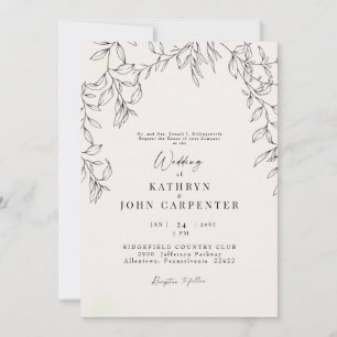 Invitation Mariage Parents de la mariée Foliage dessiné à la