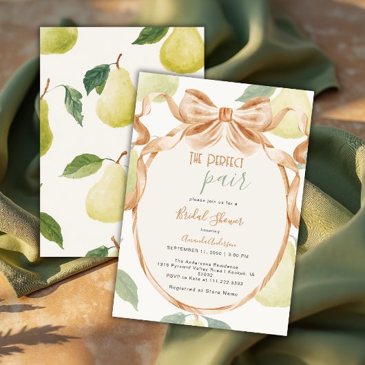 Invitation Mariage parfait au pear vintage avec ruban et bord