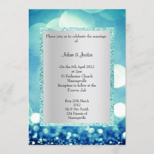 Invitation Mariage PARTIES SCINTILLANT AQUA BLEU ÉLÉGANT ET M
