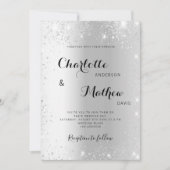 Invitation Mariage parties scintillant argent (Devant)