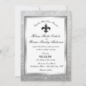 Invitation Mariage Parties scintillant d'argent noir blanc Fl (Devant)
