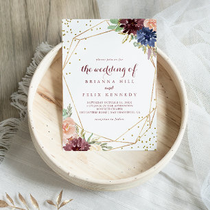 Invitation Mariage Parties scintillant de calligraphie géomét