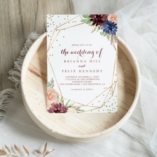 Invitation Mariage Parties scintillant de calligraphie géomét