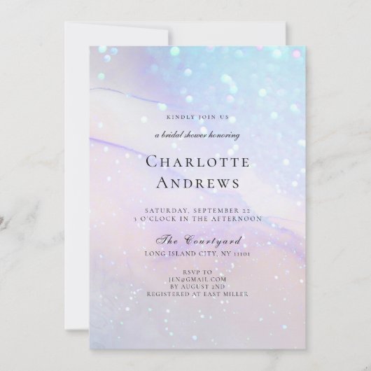 Invitation Mariage Parties scintillant en marbre Einladung (Devant)