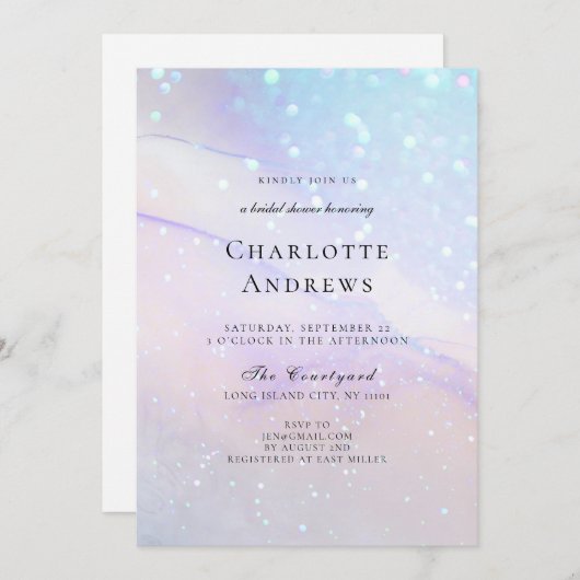 Invitation Mariage Parties scintillant en marbre Einladung (Devant / Derrière)