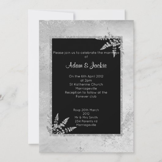 Invitation Mariage PARTIES SCINTILLANT EN MARBRE NOIR EN ARGE (Devant)