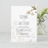 Invitation Mariage parties scintillant fleurie chic simple en (Debout devant)