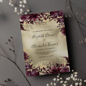 Invitation Mariage parties scintillant fleurie de luxe bordea