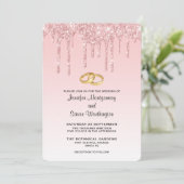 Invitation Mariage Parties scintillant moderne tendance rose  (Debout devant)
