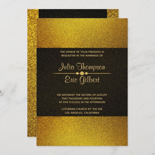 Invitation Mariage Parties scintillant Or Plus Léger Et Plus  (Devant / Derrière)