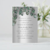 Invitation Mariage Parties scintillant SmokyGrey Eucalyptus v (Debout devant)