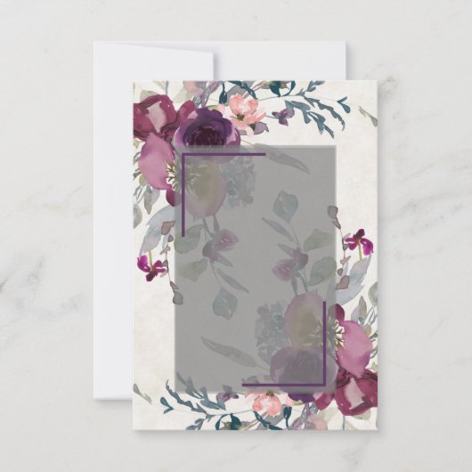 Invitation Mariage pas cher floral rose clair et burgundy  (Devant)