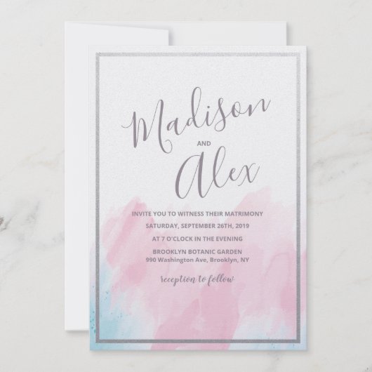 Invitation mariage Pastel Aquarelle (Devant)