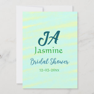 Invitation Mariage pastel aquarelle bleu vert nom da