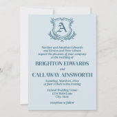 Invitation Mariage Pastel Blue Leaf et Floral Monogram (Devant)