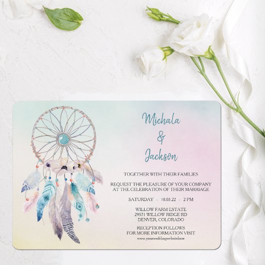 Invitation Mariage Pastel Colors Dreamcatcher